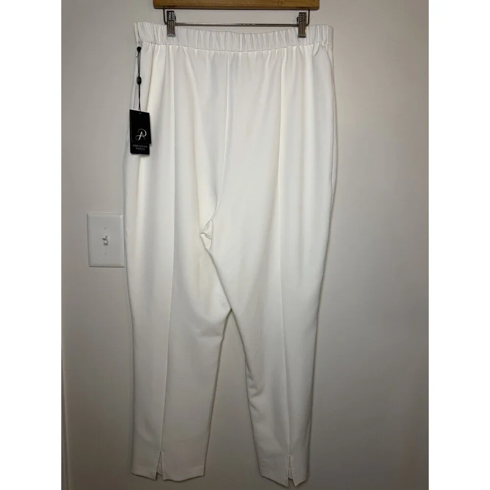 Adrianna Papell Crepe Slim Pants Ivory Women’s Sz 18 NWT $89 Classic Chic